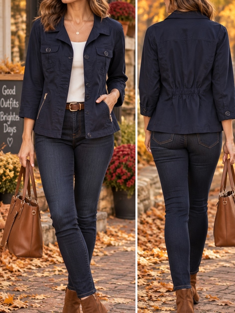 cj banks Plus Size 3X Navy Blue Utility Jacket Front Zip Pockets Y2K, Mall Brand